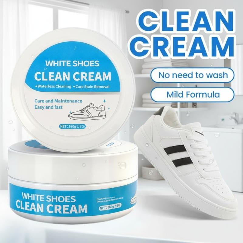 White Shoe Cleaner Cream Multipurpose No-Wash Solid Comes with Sponge Removes Stains Ideal for Leather Silicone Car Interiors Mild Non-Irritating Eco-Friendly